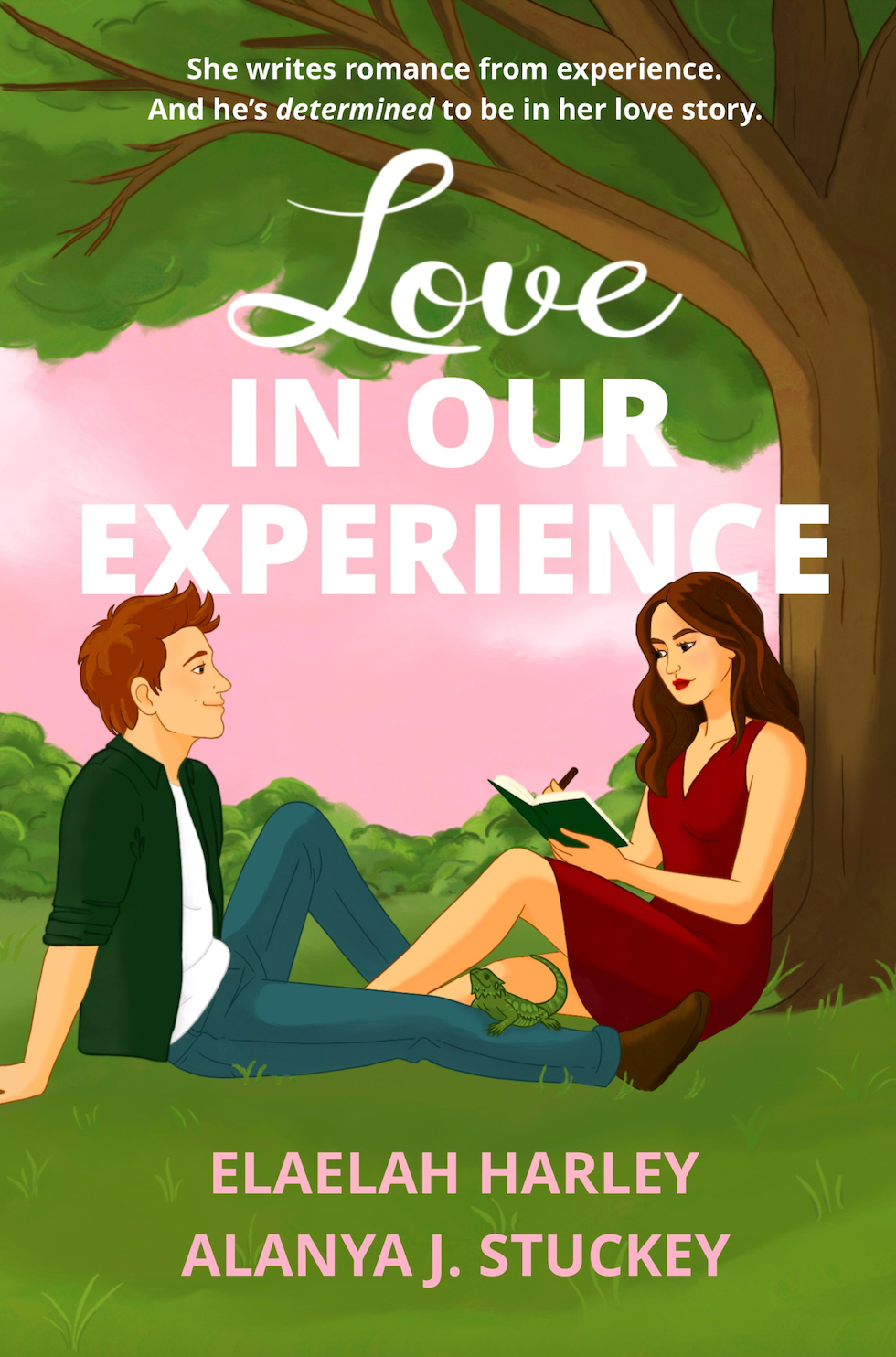 Book cover with characters Marlow and Porter sitting beneath a peach tree. A lizard is resting on Porter's leg.